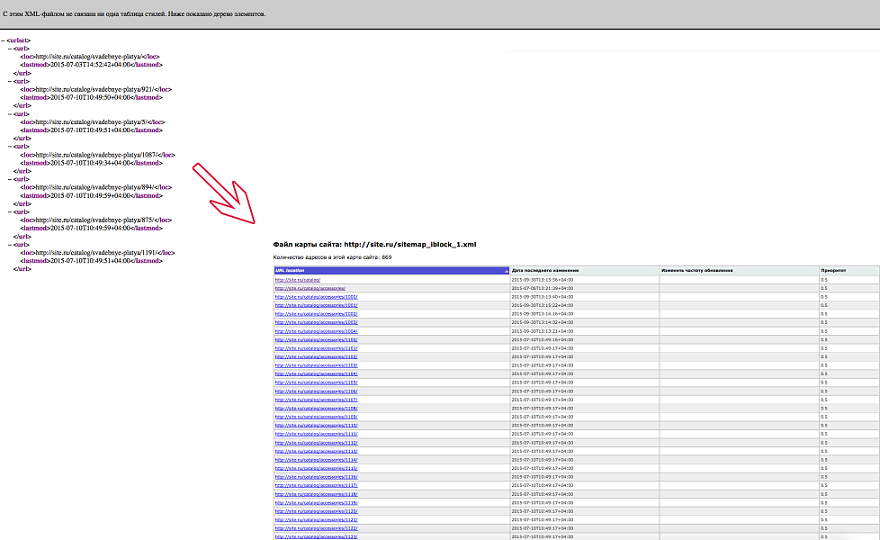 sitemap.xml - визуальное оформление карты сайта для поисковых систем