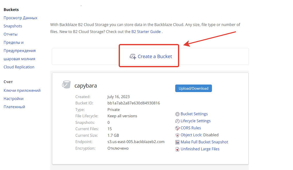 Хранение резервных копий в облаке Backblaze