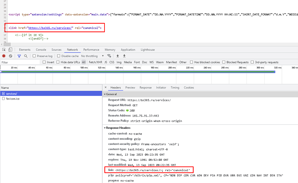 BX365: Установка URL адреса канонической страницы (canonical)