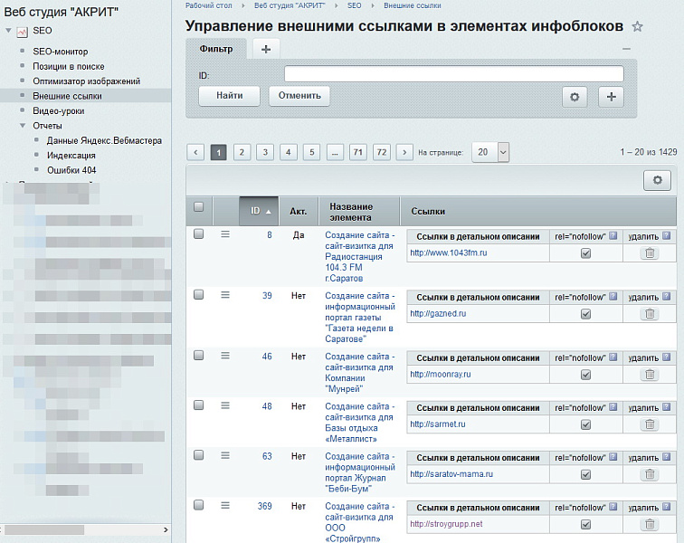 SEO - монитор качества + Инструменты оптимизации