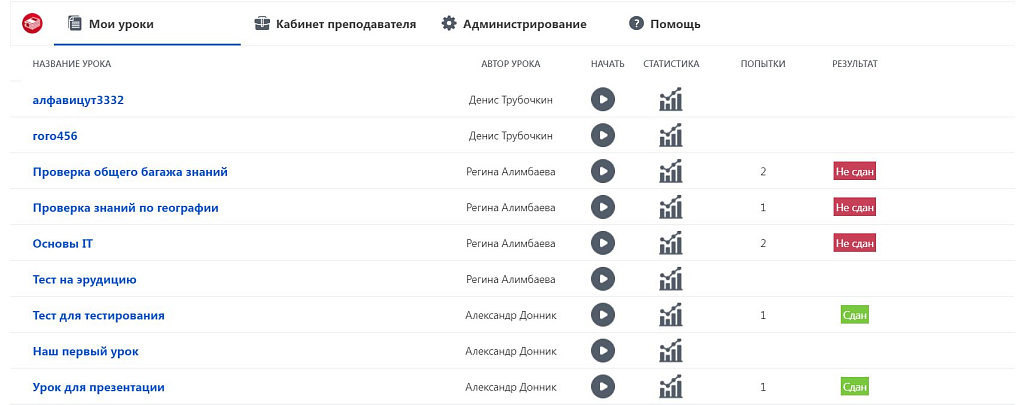 Уроки и тесты (для коробочной версии)