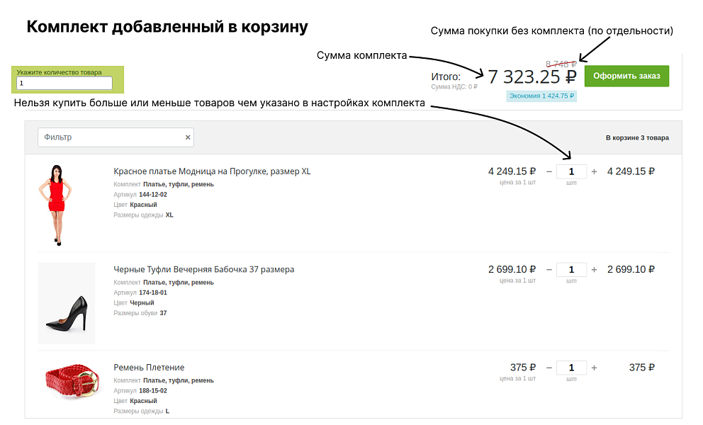 Комплекты товаров