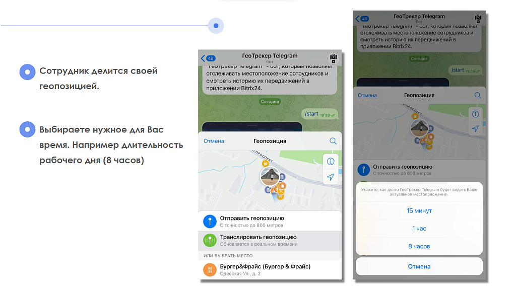 АйтиНебо: ГеоТрекер Telegram - простой контроль передвижений сотрудников