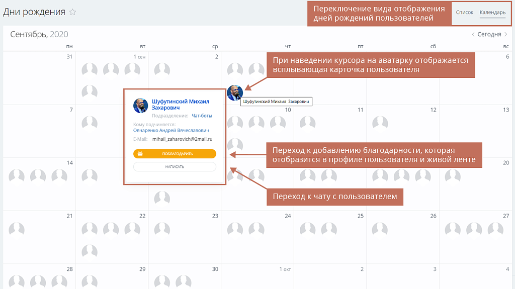 Geo: Дни рождения сотрудников