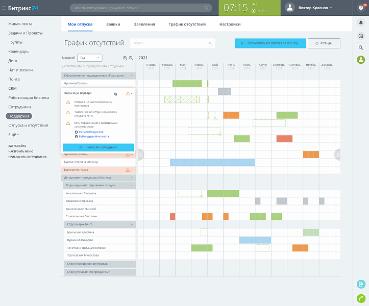 Отпуска и отсутствия