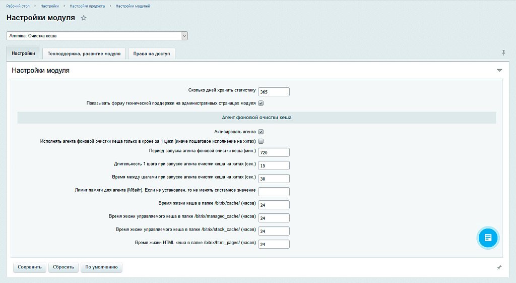 Ammina. Очистка кеша