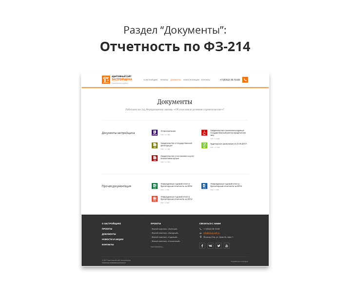 Адаптивный сайт застройщика (строительной компании) АСЗ