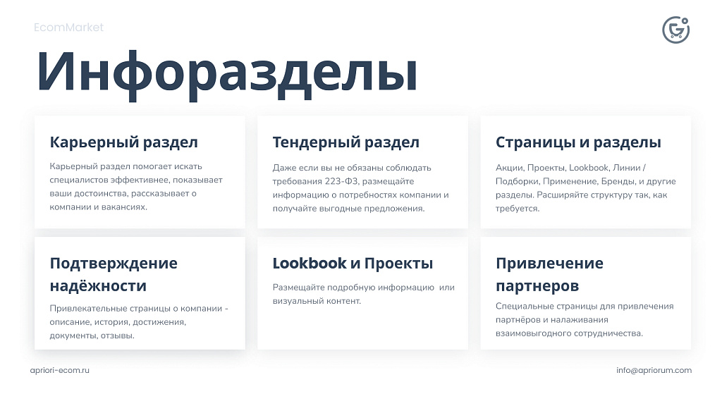 Apriori.EcomMarket: Интернет-магазин c конструктором настроек и расширенный маркетинговый функционал